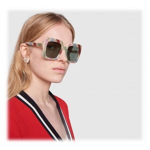 Gucci - Acetate Glitter Square Sunglasses